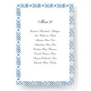 seating plan papeleria de boda azulejo