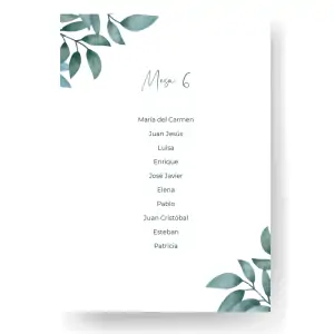 seating plan papeleria de boda menta