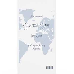 modelo Save the date boarding pass azul