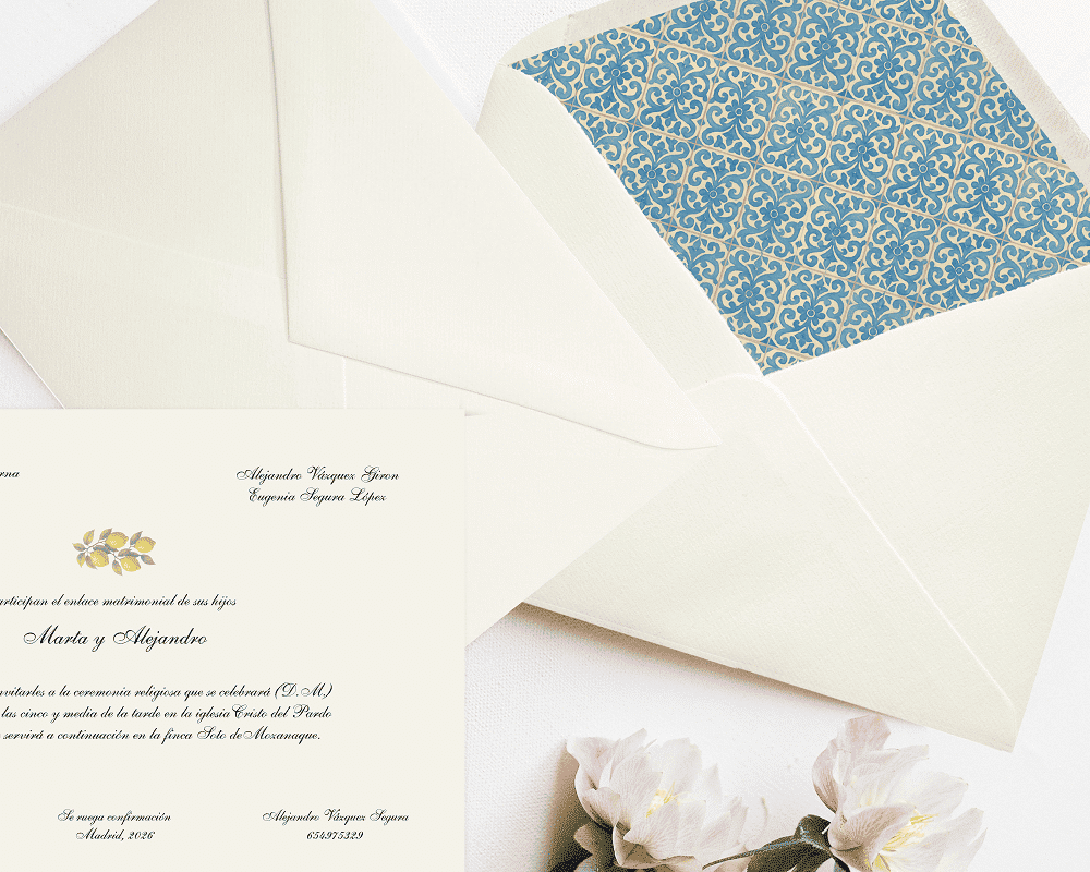 Modelo Limones - Invitaciones de boda de papel