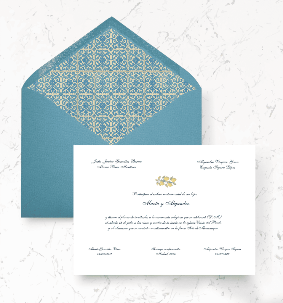 Modelo Limones - Invitaciones de boda de papel