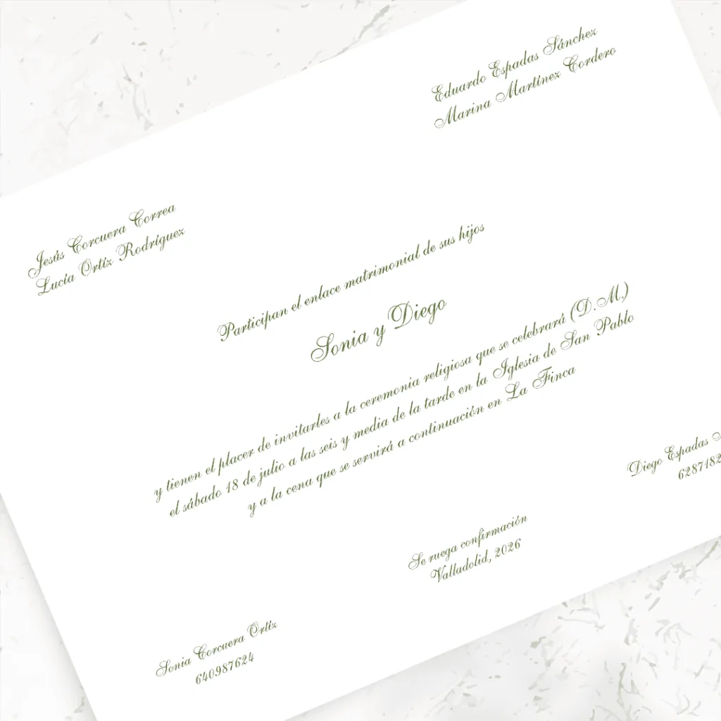 Invitaciones de boda de papel - Modelo Aurora