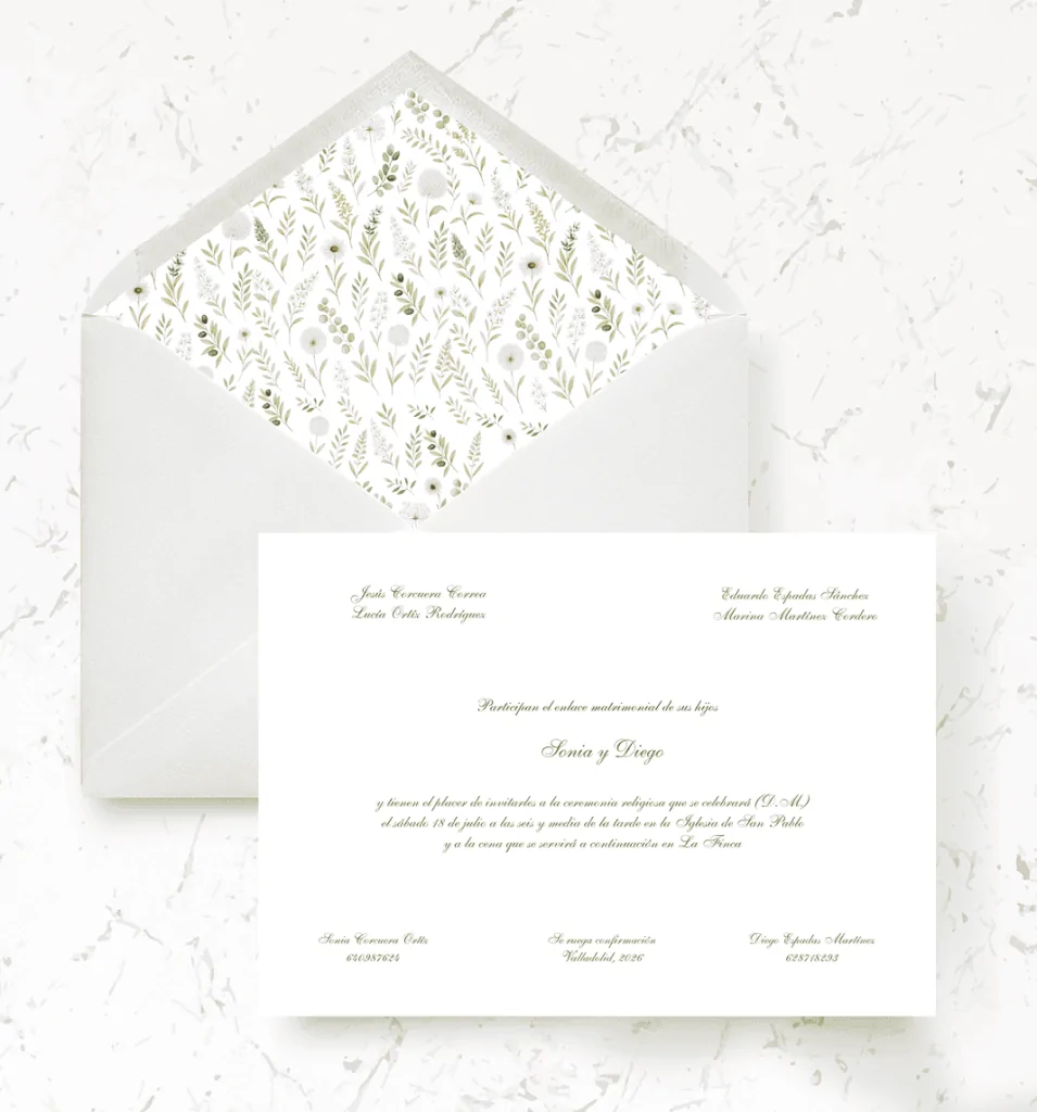 Invitaciones de boda de papel - Modelo Aurora