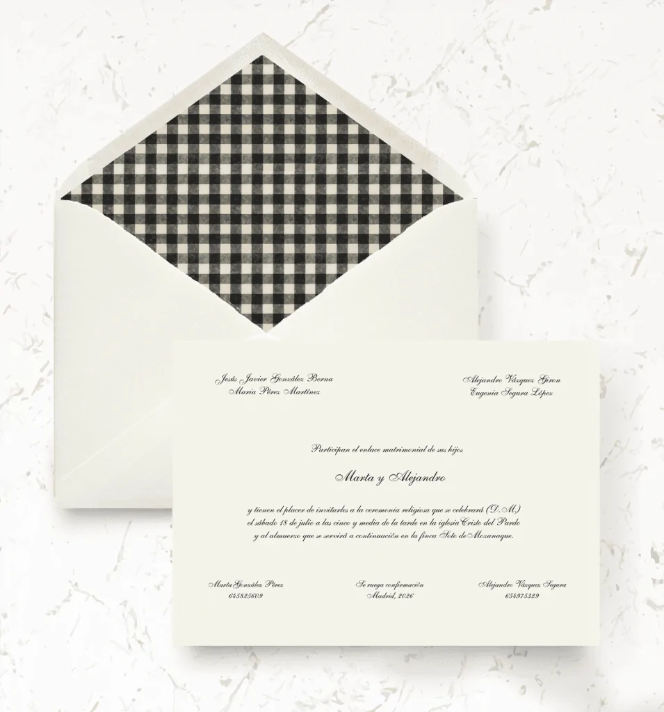 Invitacion de papel modelo vichy