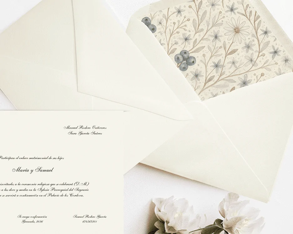 Invitaciones de boda de papel - Modelo Arándanos