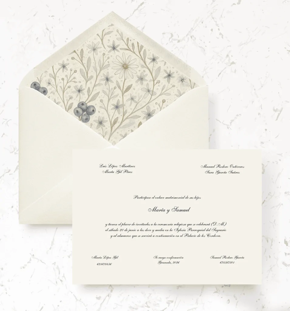Invitaciones de boda de papel - Modelo Arándanos