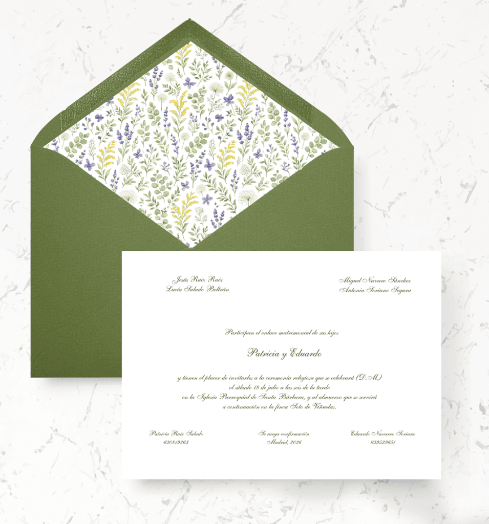 Modelo Silvestre - Invitaciones de boda en papel