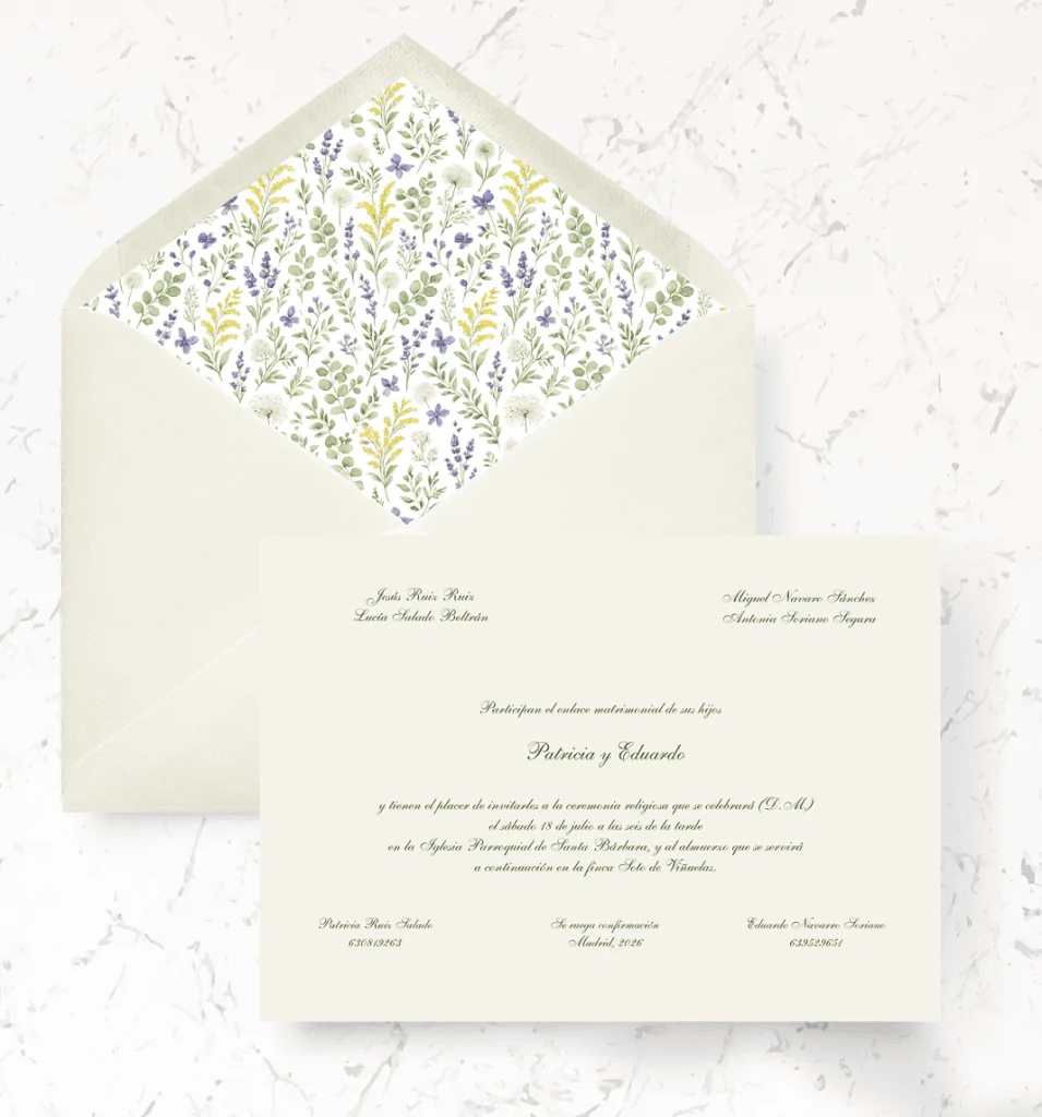 Modelo Silvestre - Invitaciones de boda en papel