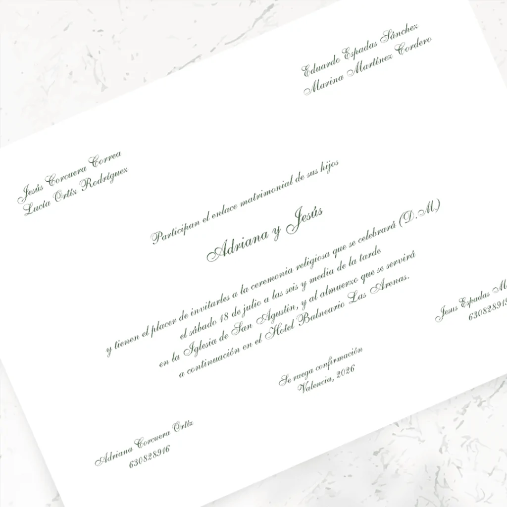 Modelo Silvana - Invitaciones de boda en papel