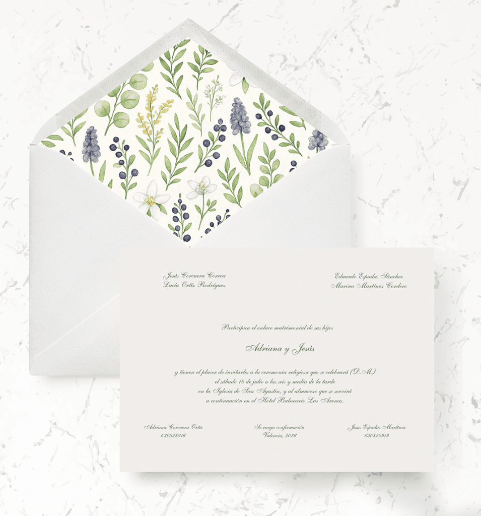 Modelo Silvana - Invitaciones de boda en papel
