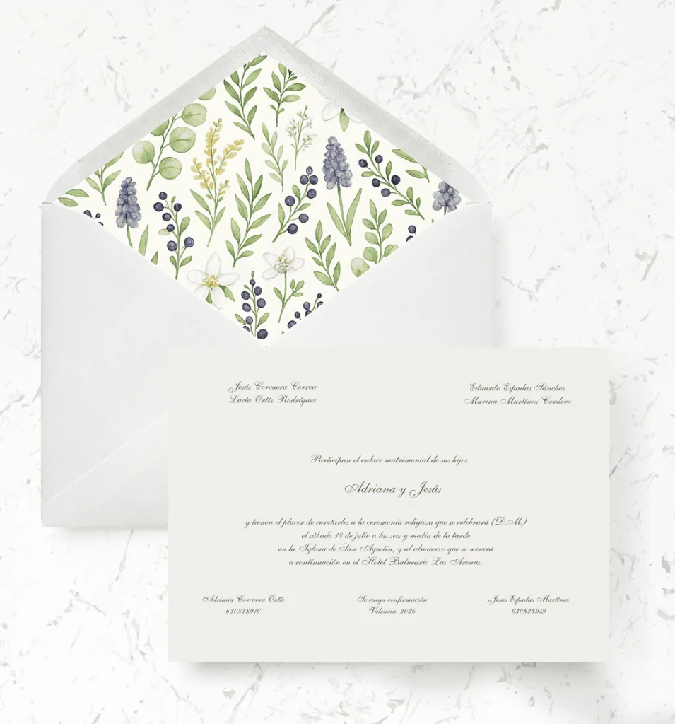Modelo Silvana - Invitaciones de boda en papel