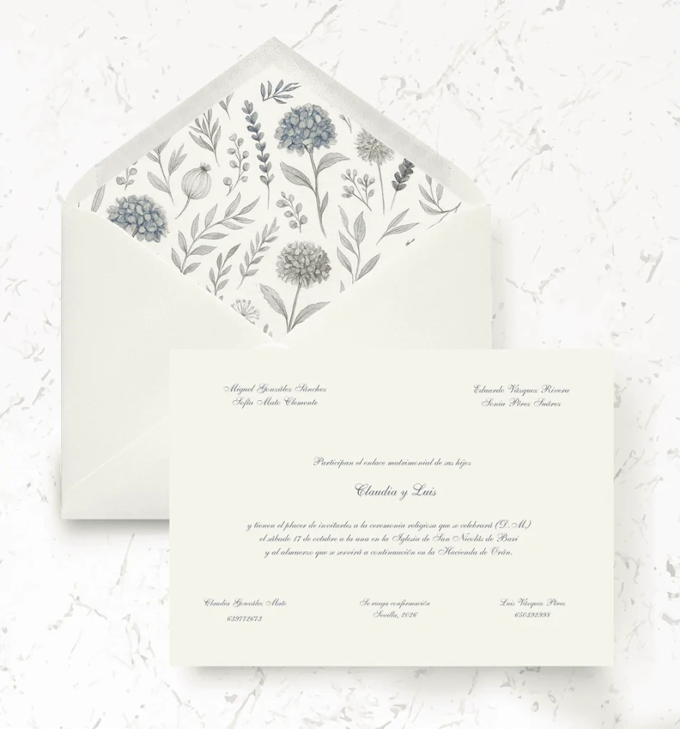Invitaciones de boda de papel - Modelo Hortensias
