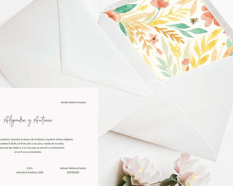 Invitaciones de boda de papel - Modelo Madreselva