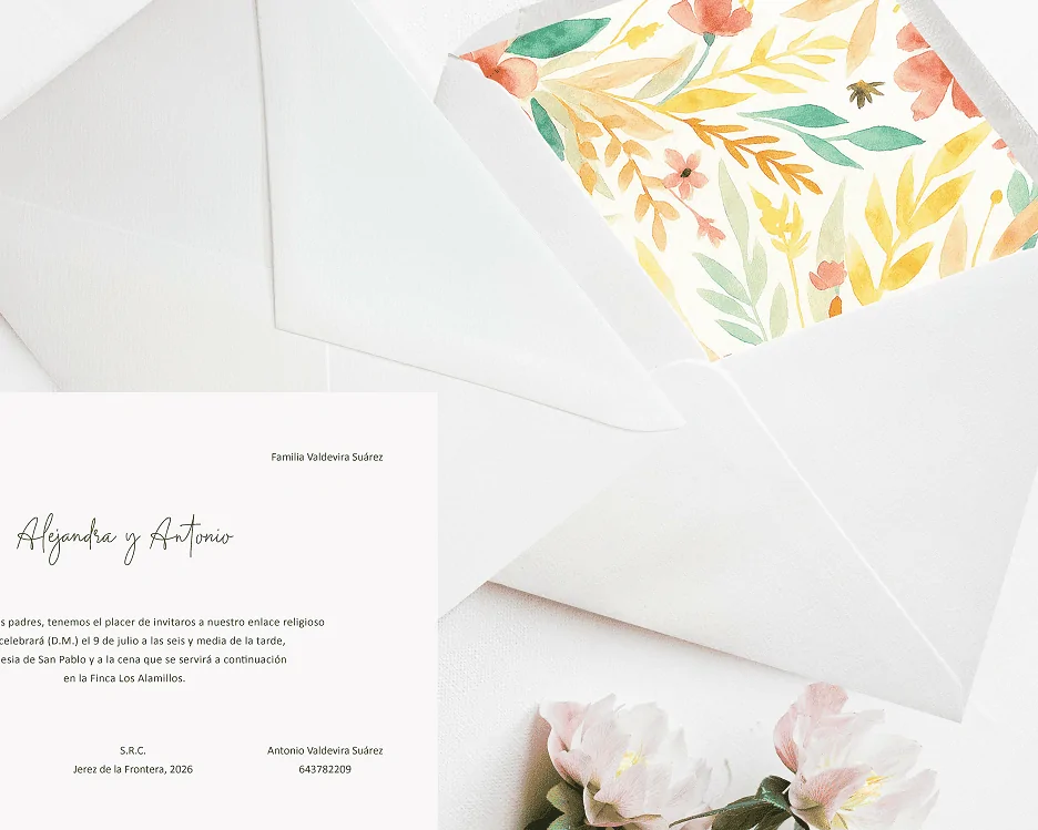 Invitaciones de boda de papel - Modelo Madreselva