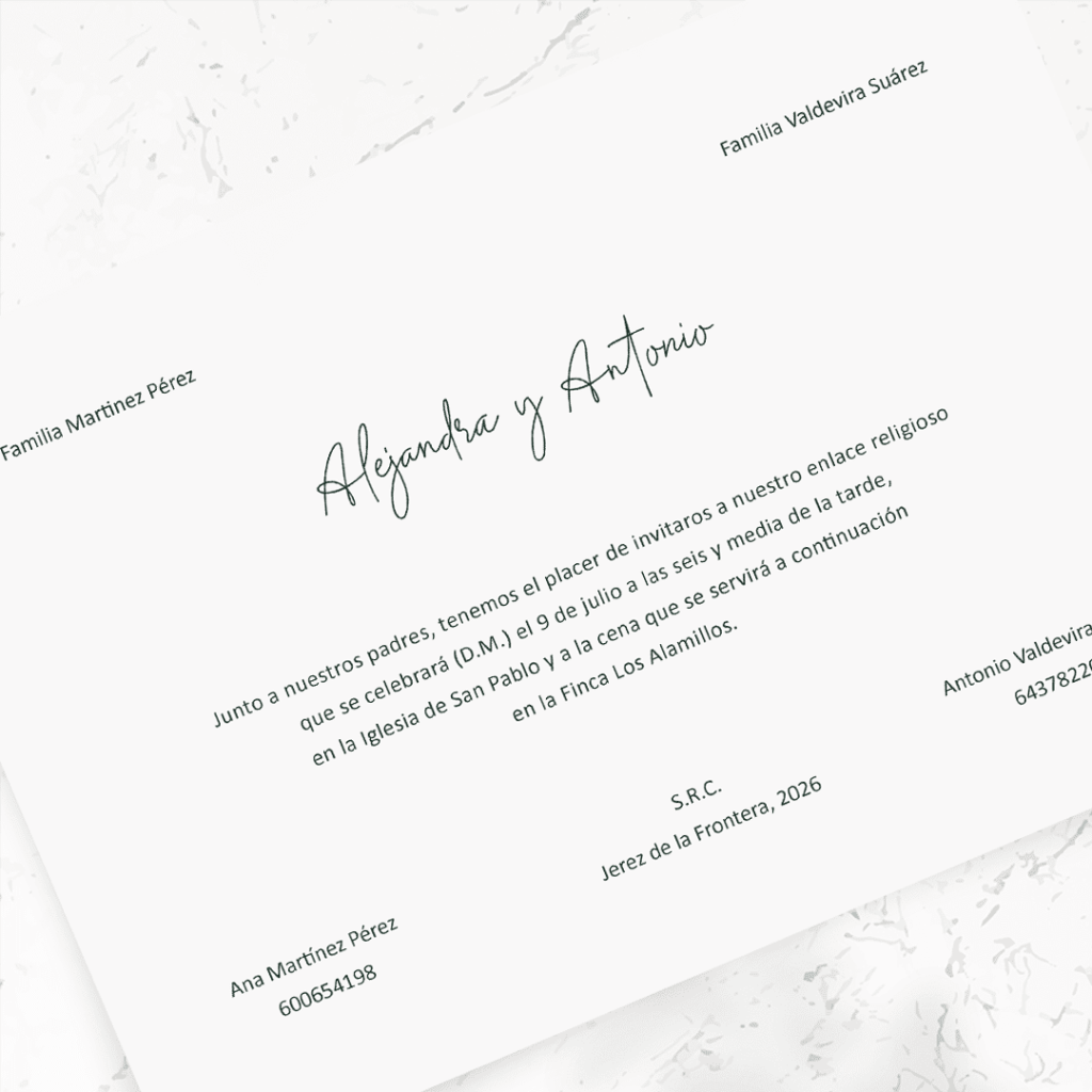 Invitaciones de boda de papel - Modelo Madreselva