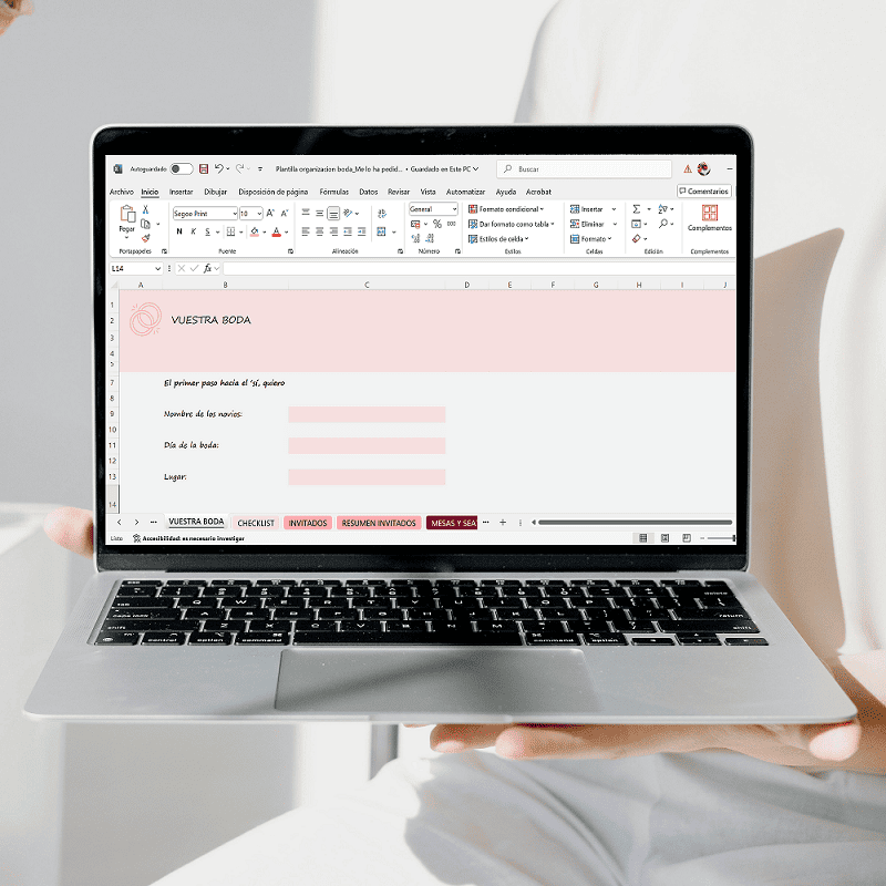 plantilla en Excel para organizar una boda